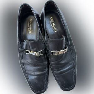 Bruno Maggi “Ragged” Black Leather  Slip-ons with silver accents - Men’s 9.5